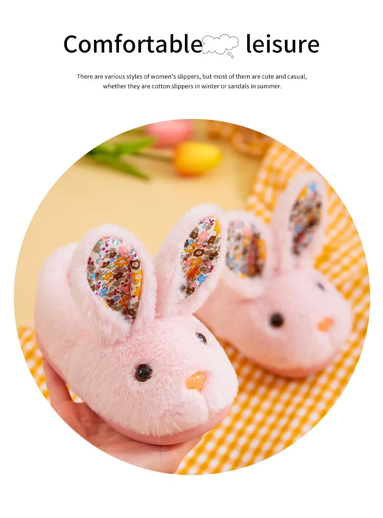 Cartoon Rabbit Indoor Slippers for Winter Warmth for Kids' Cozy Adventures gift girls