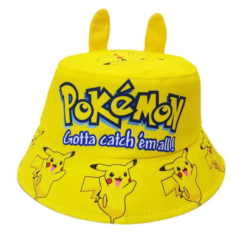 Kuromi panama summer sun hat cap for kids: anime cute big ear cartoon fisherman cap - summer sun protection with style! for holidays and sea 3-12 years old boys girls picachu pokemon