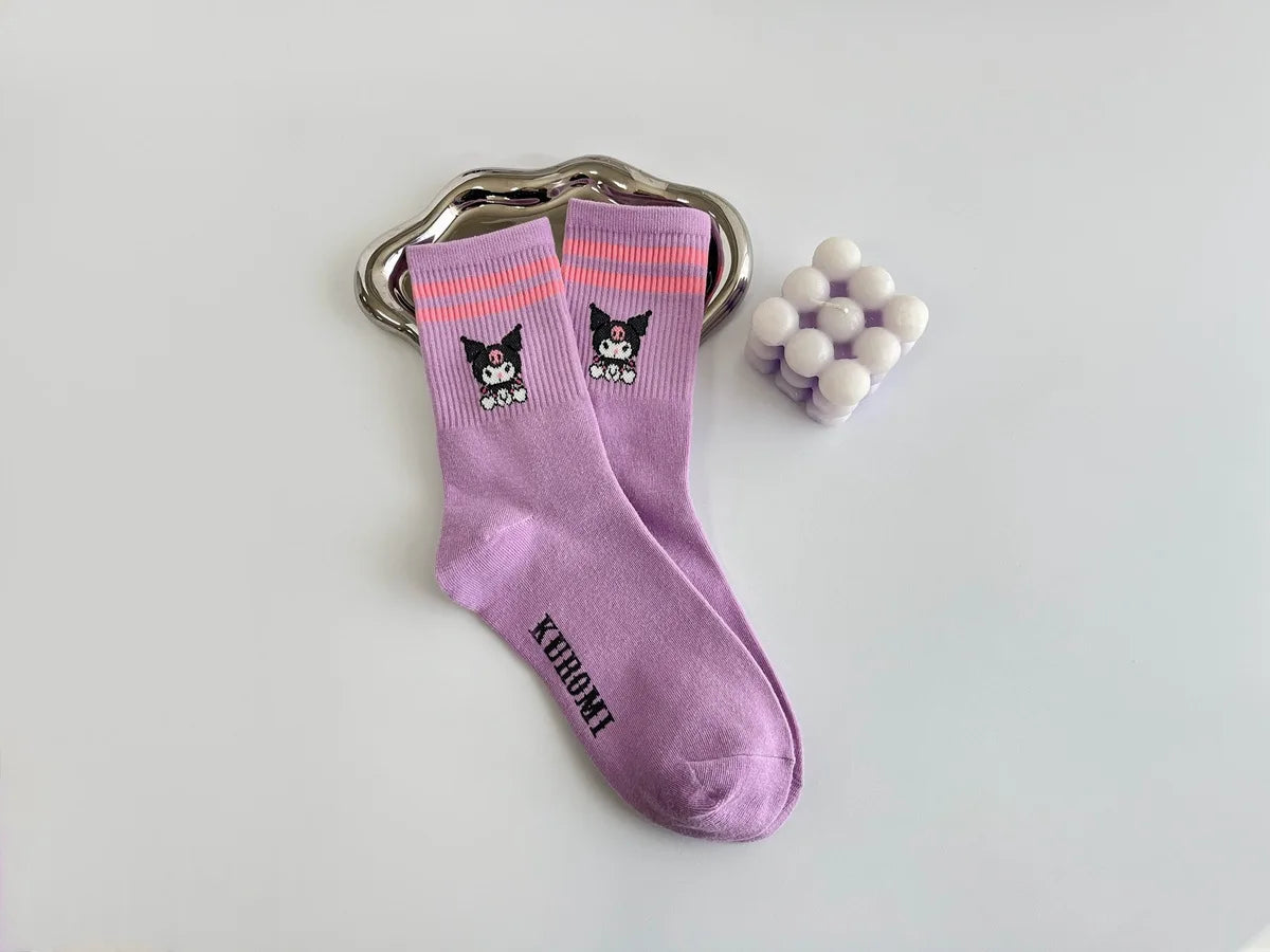 Purple Cartoon Socks: Embrace Your Inner Cute Witch with Disney Sanrio Kuromi! girls ladies kids