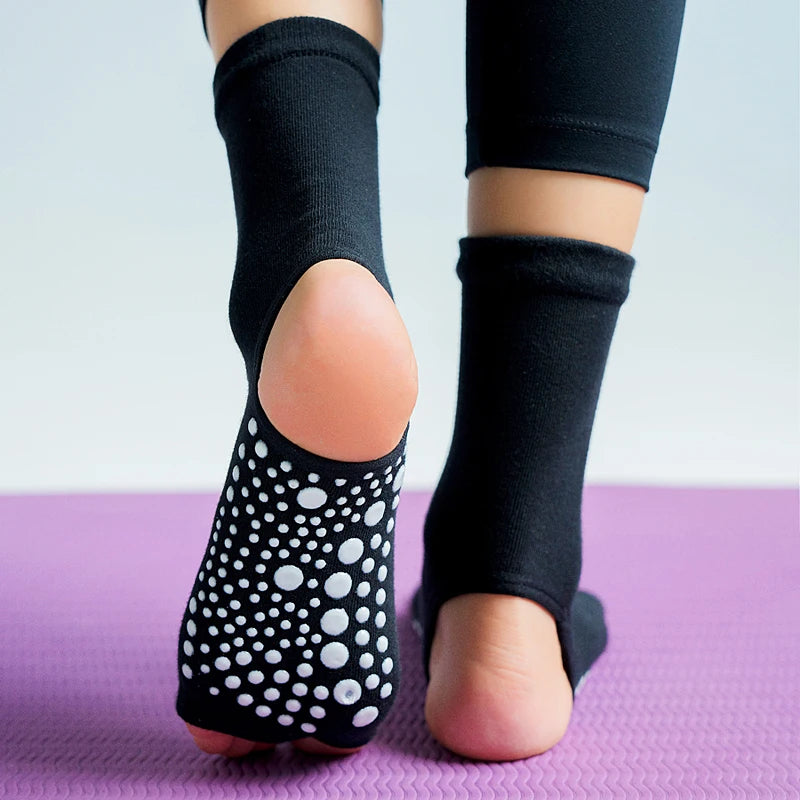 Hot two-toe elegant yoga pilates socks with  silicone for non-slip grips and quick-dry comfort in yoga sessions, ballet, and dance – perfect fit for women's fitness