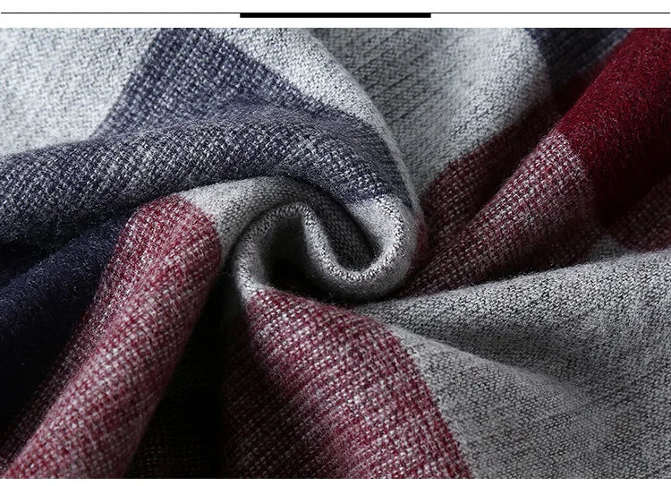 sophisticated cashmere blend warm plaid men's Scarf for winter, casual-business look  perfect Gift