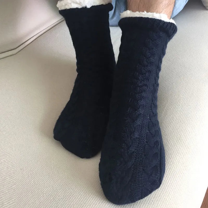 Hiver épais moelleux chaud confort hommes effet thermique maison chaussettes ou pantoufles