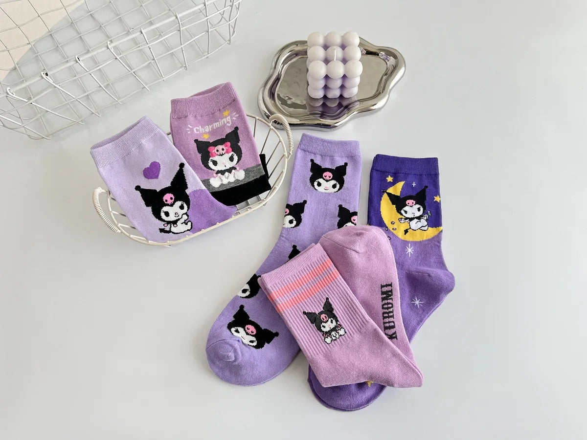 Purple Cartoon Socks: Embrace Your Inner Cute Witch with Disney Sanrio Kuromi! girls ladies kids