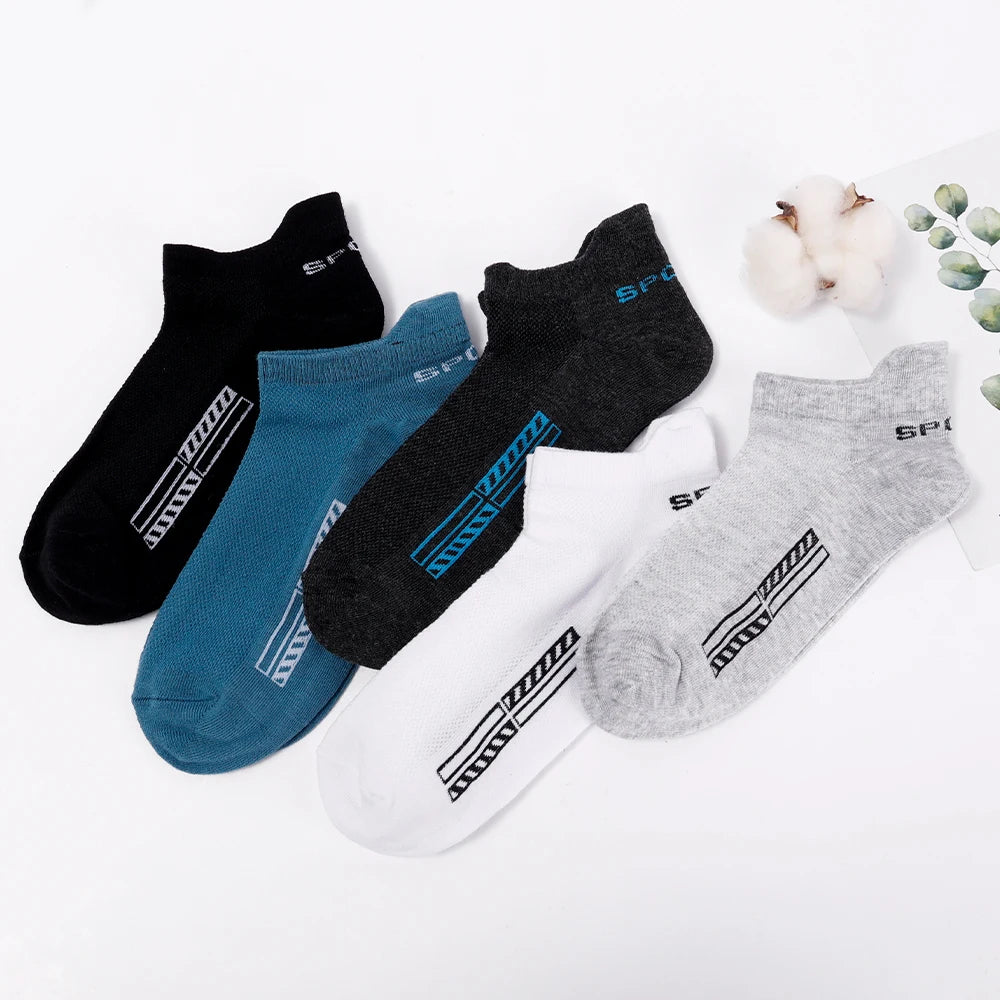 High-Quality Men's Cotton Sports Ankle Socks - Breathable, Comfortable, and Stylish for Summer (Sizes 38-45)