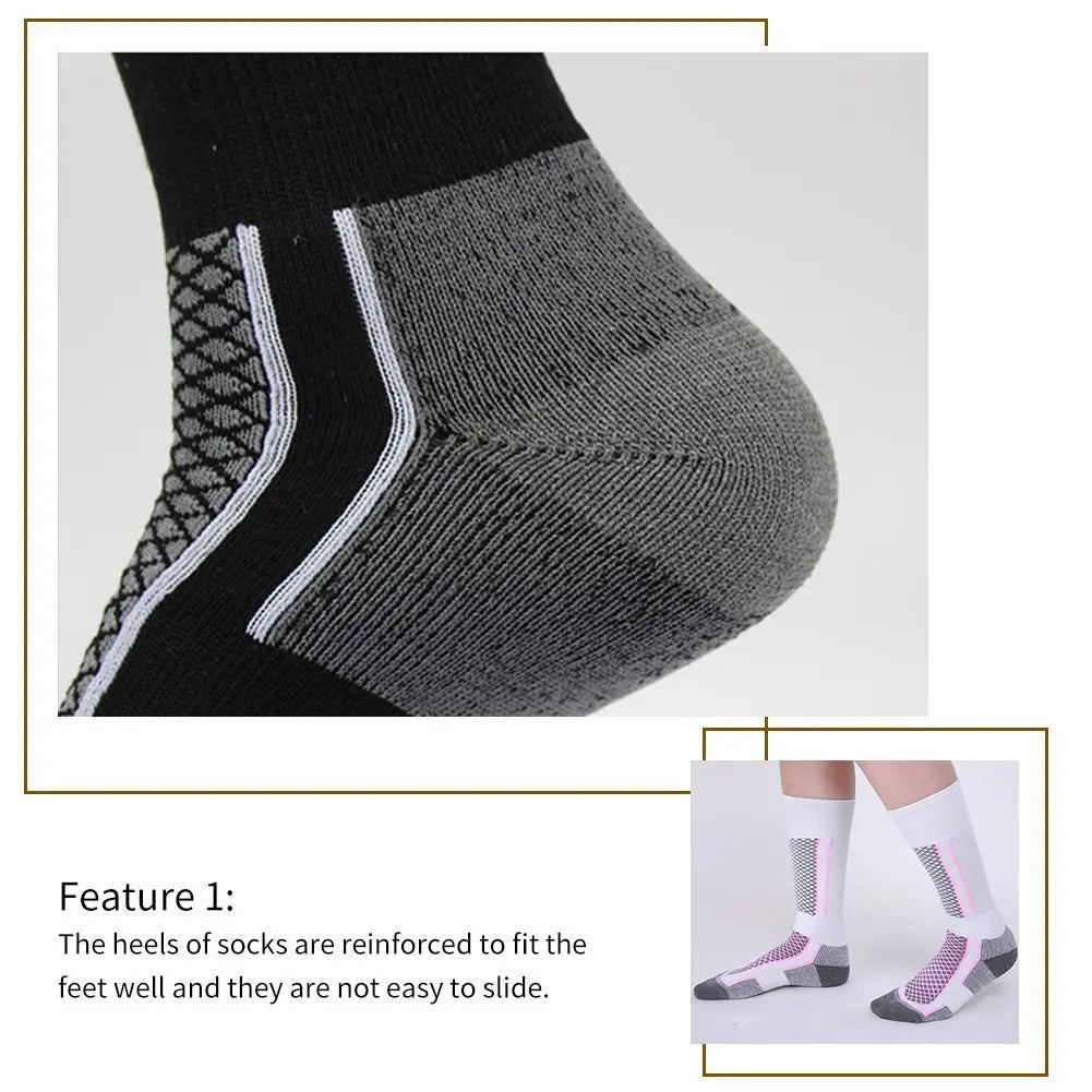 Chaussettes de ski épaisses pour femmes, hommes, enfants-chaussettes de sport hautes anti-froid pour le ski, la randonnée