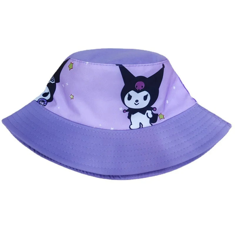 Kuromi panama summer sun hat cap for kids: anime cute big ear cartoon fisherman cap - summer sun protection with style! for holidays and sea 3-12 years old boys girls picachu pokemon