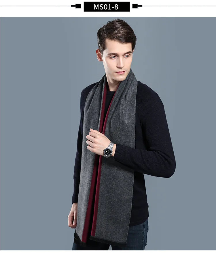 Écharpe sophistiquée en mélange de cachemire pour homme, à carreaux chauds, pour l'hiver, look décontracté et professionnel, cadeau parfait 