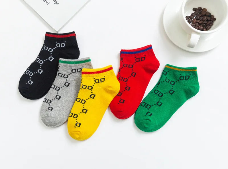 5 pairs set of cute cotton kids socks for all seasons a breathable mesh delight (3-11 years)