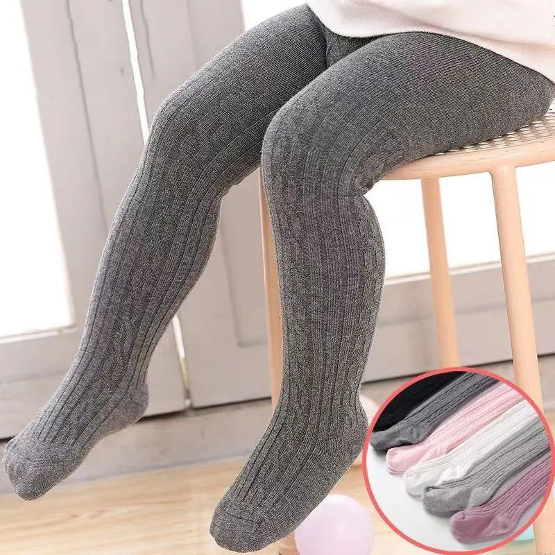 Adorables collants en maille torsadée de coton pour bébés filles (0-8 ans), à la fois respirants et élégants pour chaque saison