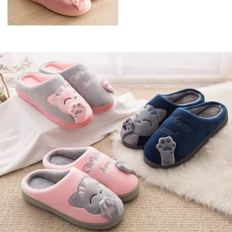 Cozy Cat cartoon Women's Slippers for extra  Winter Warmth and Non-Slip Comfort!