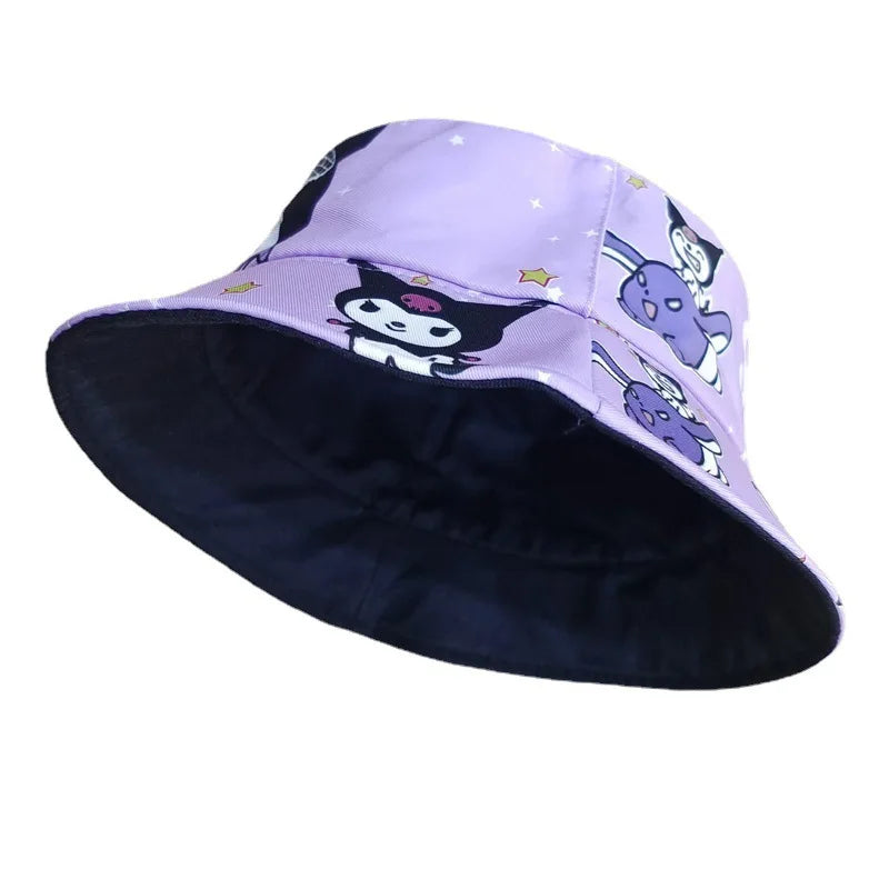 Kuromi panama summer sun hat cap for kids: anime cute big ear cartoon fisherman cap - summer sun protection with style! for holidays and sea 3-12 years old boys girls picachu pokemon