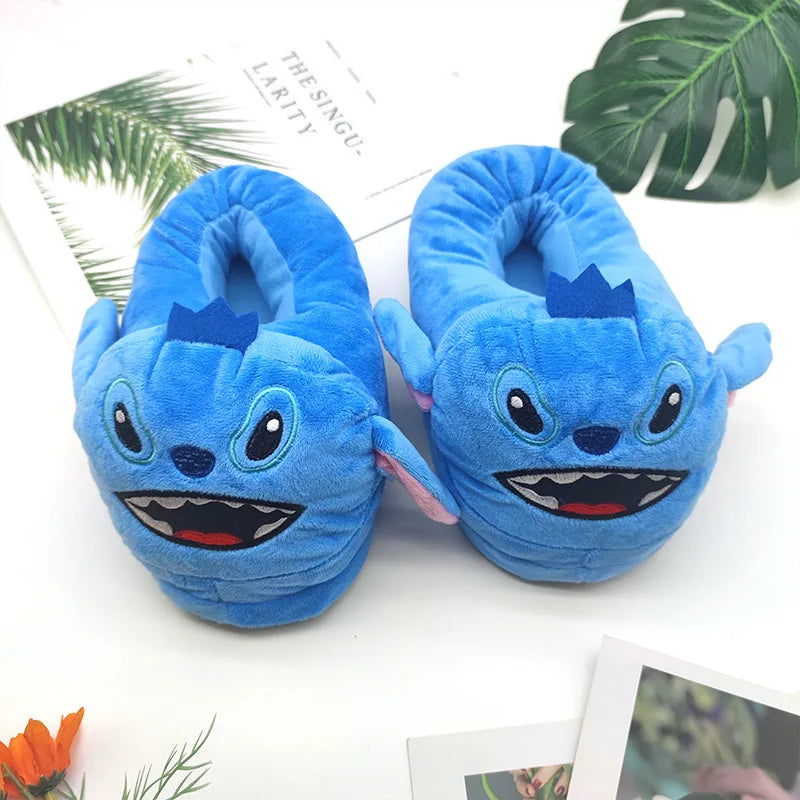 Disney Stitch plush cotton slippers cute anime peripheral all-inclusive indoor home slipper winter warm shoes birthday gifts new size 30-39