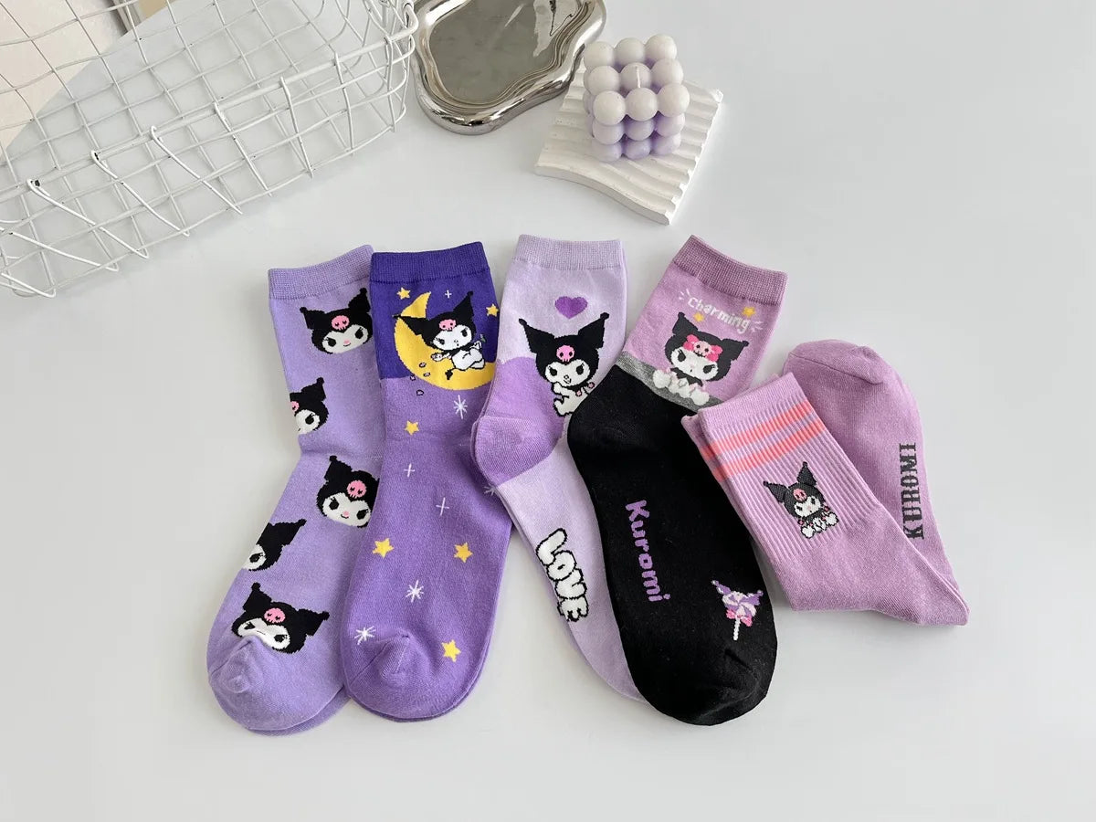 Purple Cartoon Socks: Embrace Your Inner Cute Witch with Disney Sanrio Kuromi! girls ladies kids