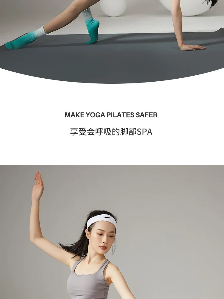 Chaussettes de yoga antidérapantes à dégradé mi-tube en coton respirant pour plus de confort pour la danse, le ballet, le Pilates, le yoga et l'exercice pour femmes