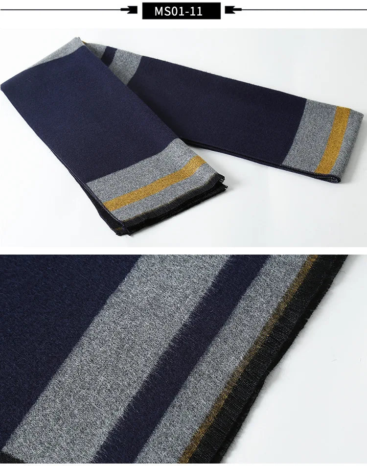 sophisticated cashmere blend warm plaid men's Scarf for winter, casual-business look  perfect Gift