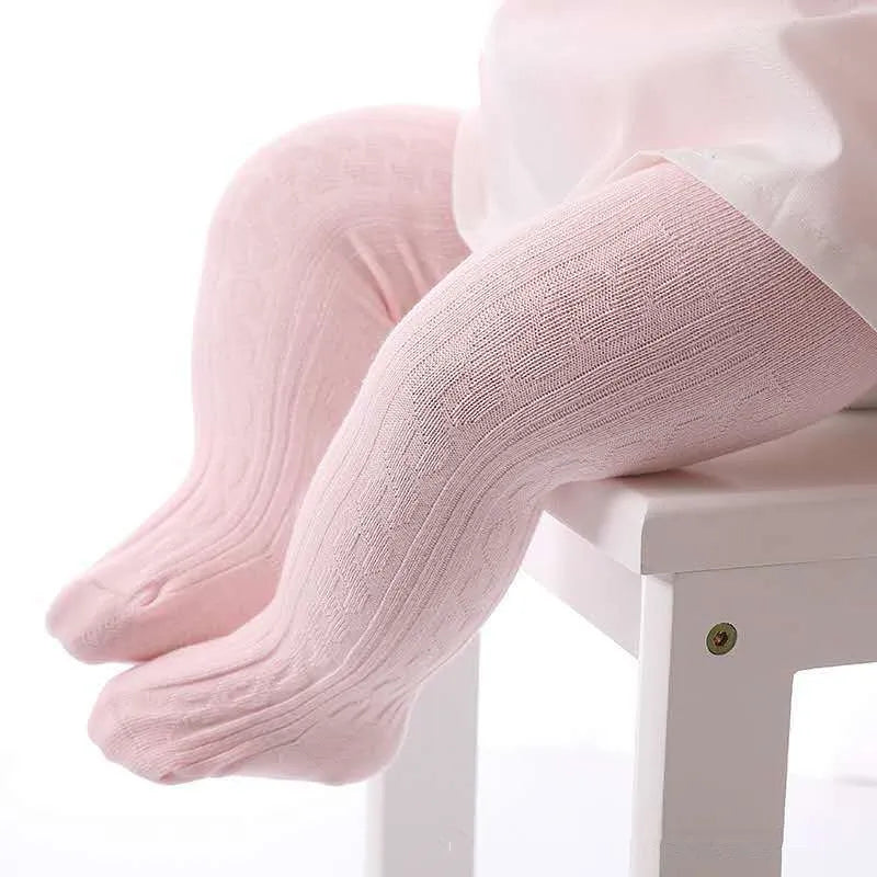 Adorables collants en maille torsadée de coton pour bébés filles (0-8 ans), à la fois respirants et élégants pour chaque saison