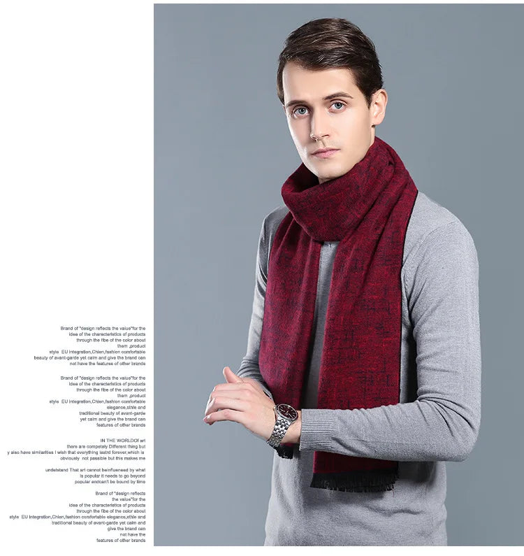 sophisticated cashmere blend warm plaid men's Scarf for winter, casual-business look  perfect Gift