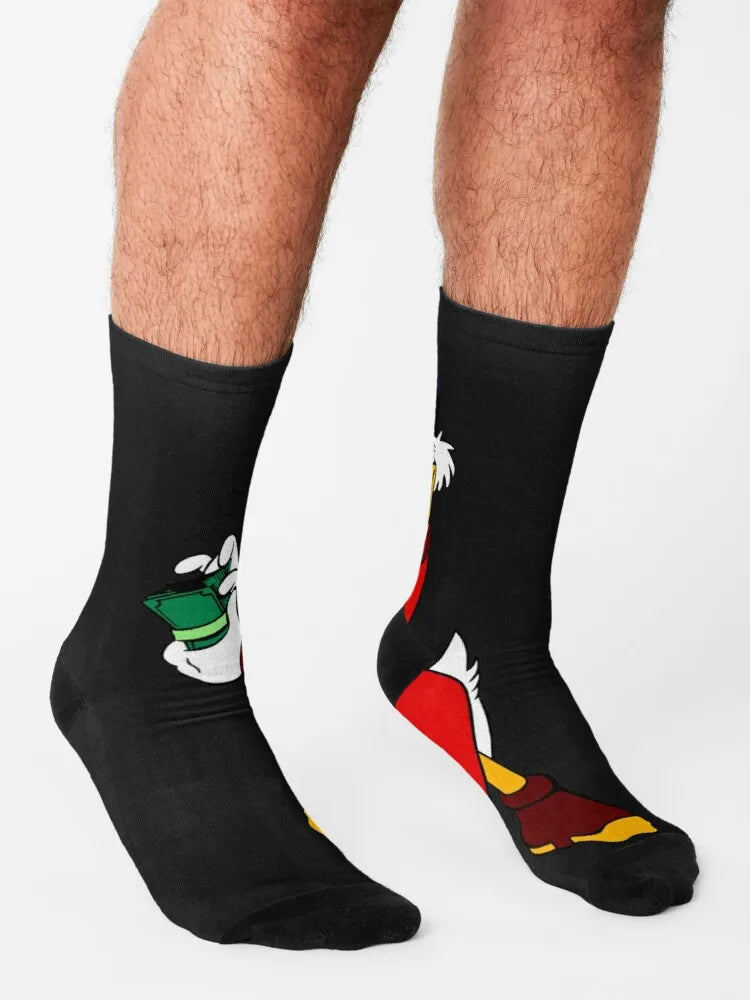 Chaussettes de dessin animé Scrooge McDuck, chaussettes ludiques et amusantes pour hommes et femmes