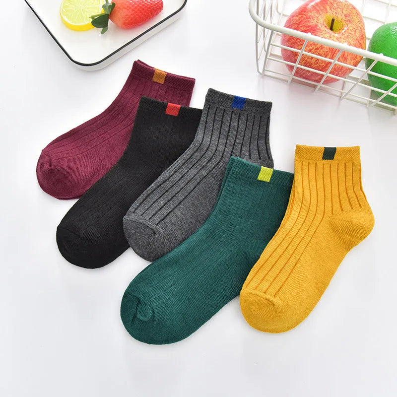 5 pairs set of cute cotton kids socks for all seasons a breathable mesh delight (3-11 years)