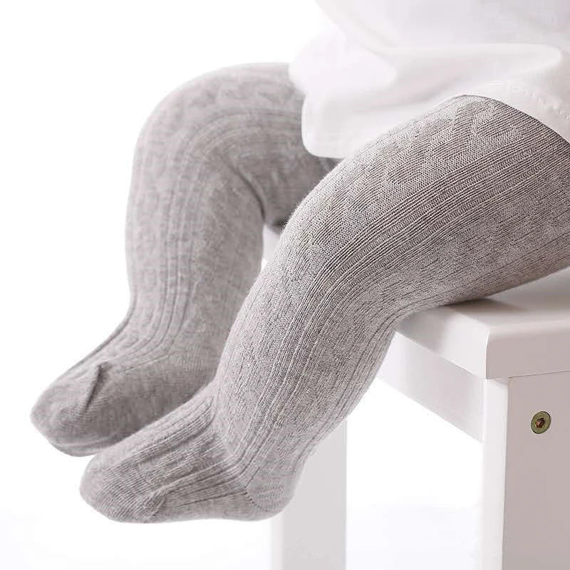 Adorables collants en maille torsadée de coton pour bébés filles (0-8 ans), à la fois respirants et élégants pour chaque saison