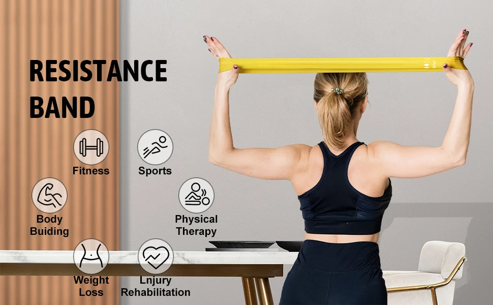 Enhance your home Workout with this  set of 5 resistance Loop exercise bands for fitness, Strength Training, and Physical Therapy for yoga pilates muscle strenth training stretching and more