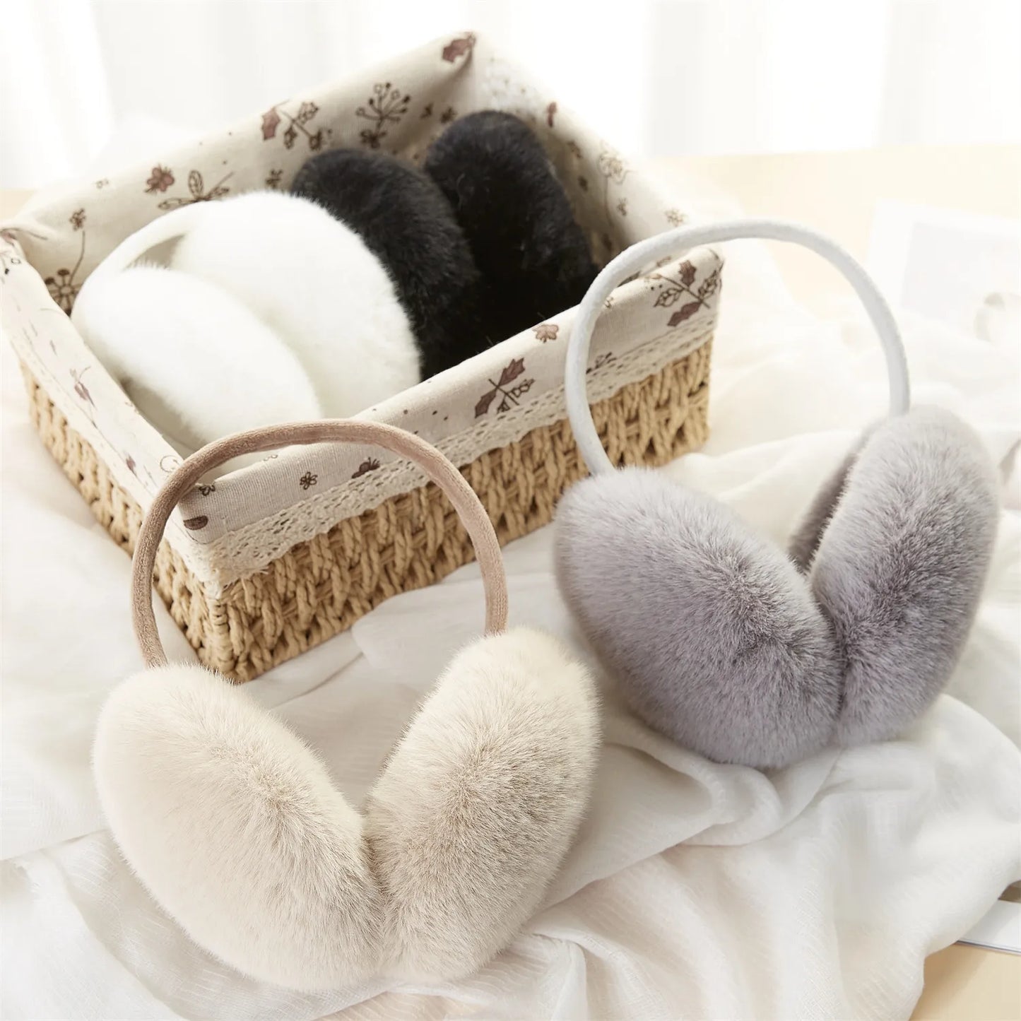 High-Quality Faux Rabbit Fur Earmuffs,  Stylish Winter Ear Warmers for women