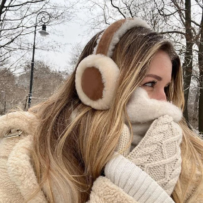 Foldable Plush Ear Muffs for extra Cozy Winter Warmth for Women and Men ideal for sports skiing cycling running ear protection