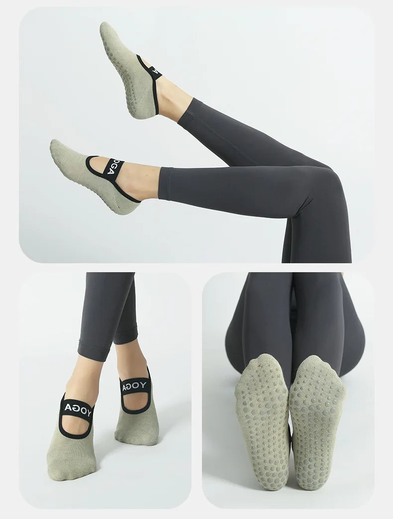 Chaussettes de yoga antidérapantes en silicone à pois en coton pour femmes - compagnon parfait pour le Pilates, design élégant et invisible