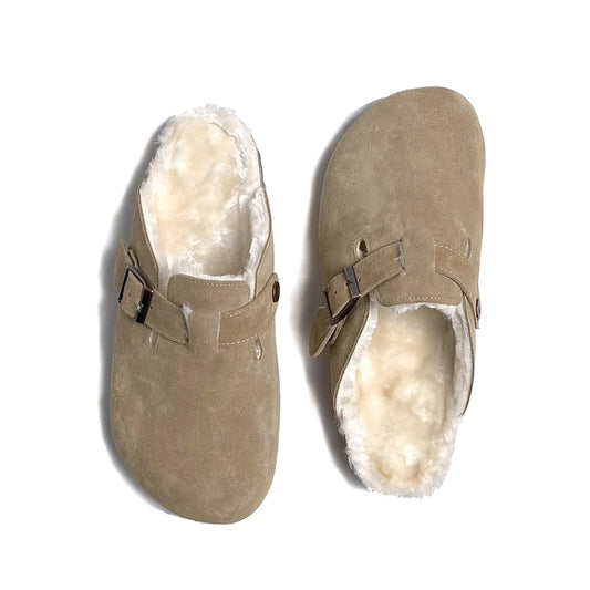 Timeless comfort with our winter slippers in natural cow leather with classic elegance warm fluffy cozy for women