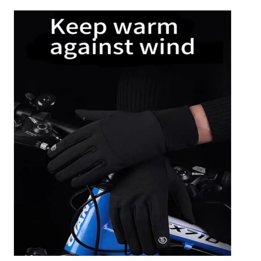 Winter added light velvet waterproof outdoor riding motorcycle bike length finger can touch screen wear resistant gloves